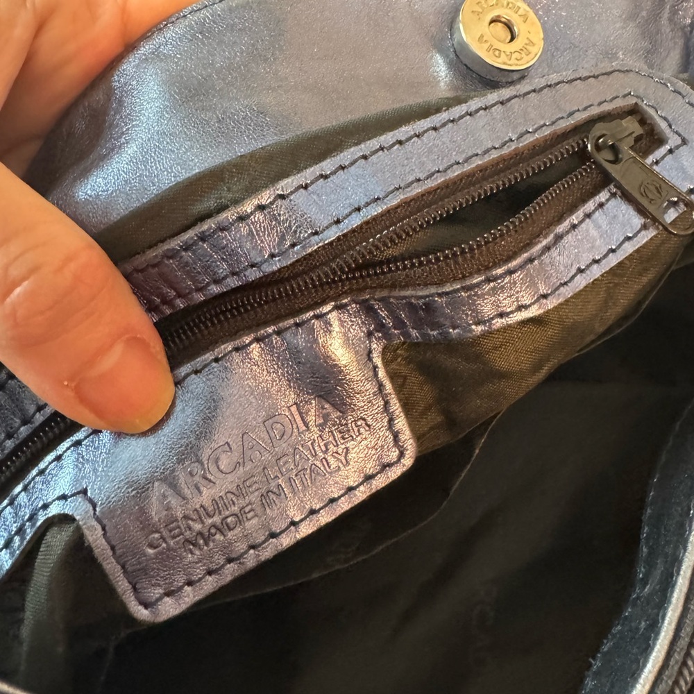 Woven Metallic Navy Hobo Bag - Women - Picture 4 of 9